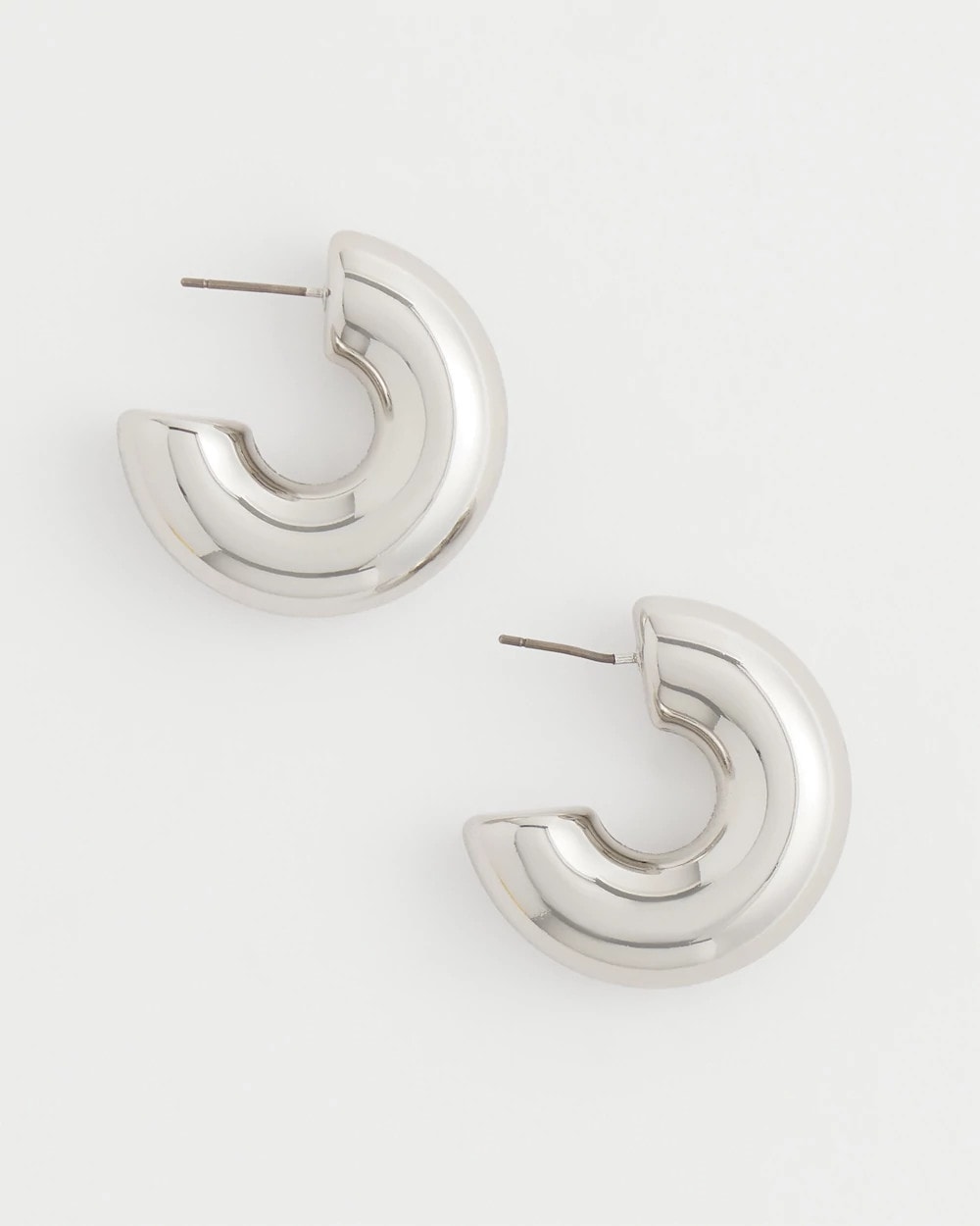 Chico's Featured - Silver Puff Hoop Earrings Silver