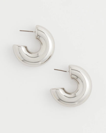 Chico's Featured - Silver Puff Hoop Earrings Silver