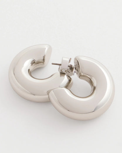Chico's Featured - Silver Puff Hoop Earrings Silver