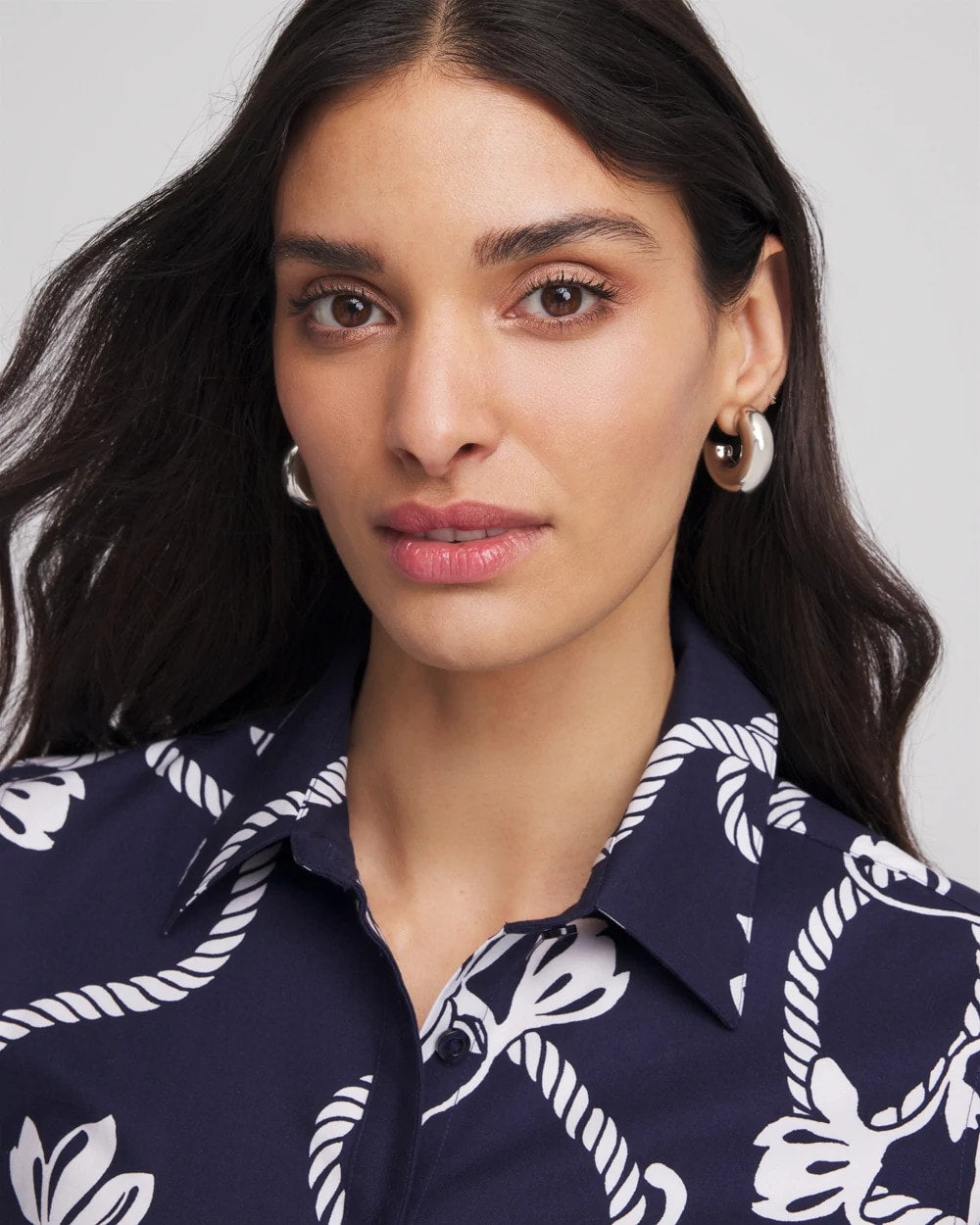 Chico's Featured - Silver Puff Hoop Earrings Silver