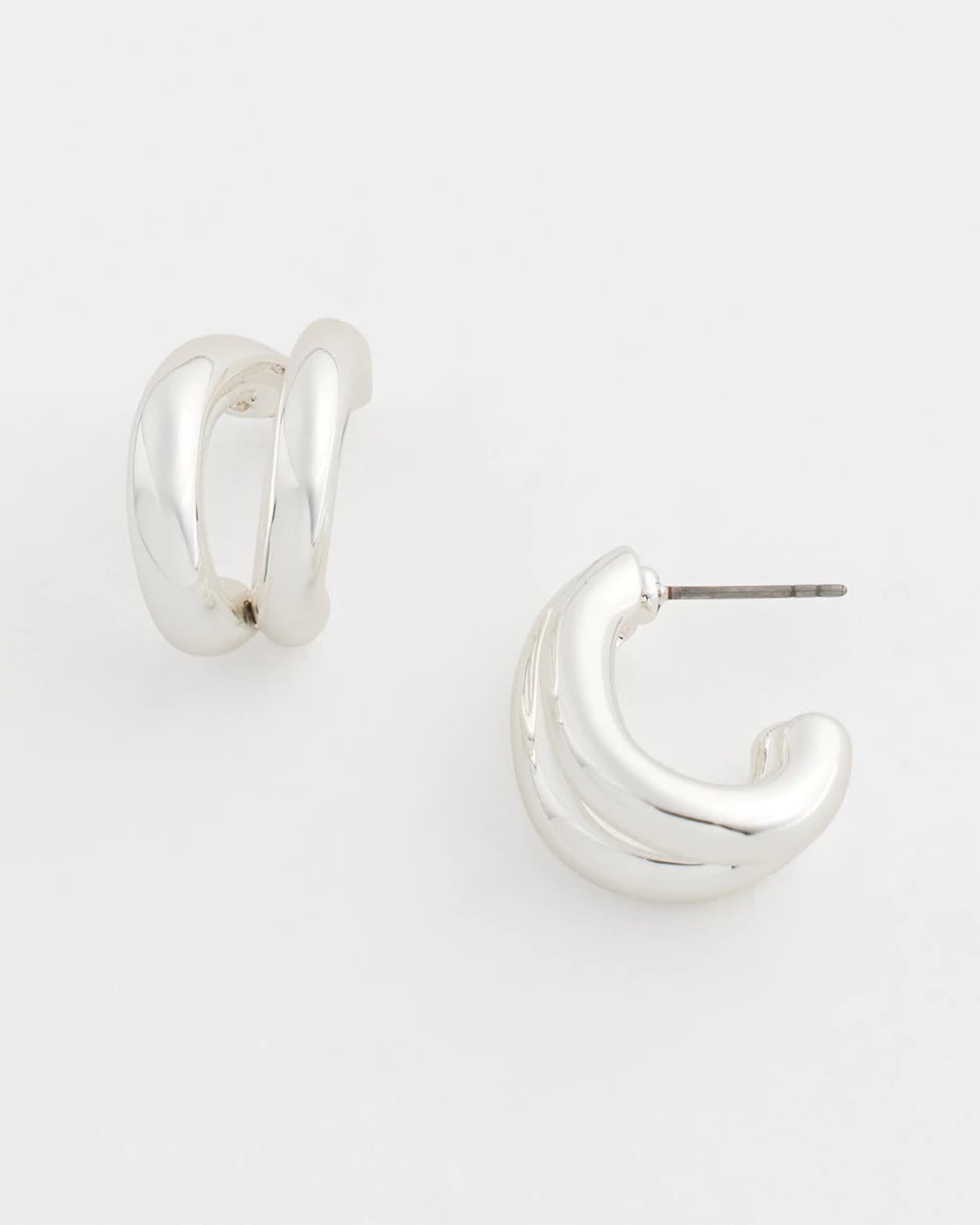 Chico's Exclusive - Silver Double Mini Hoop Earrings Silver
