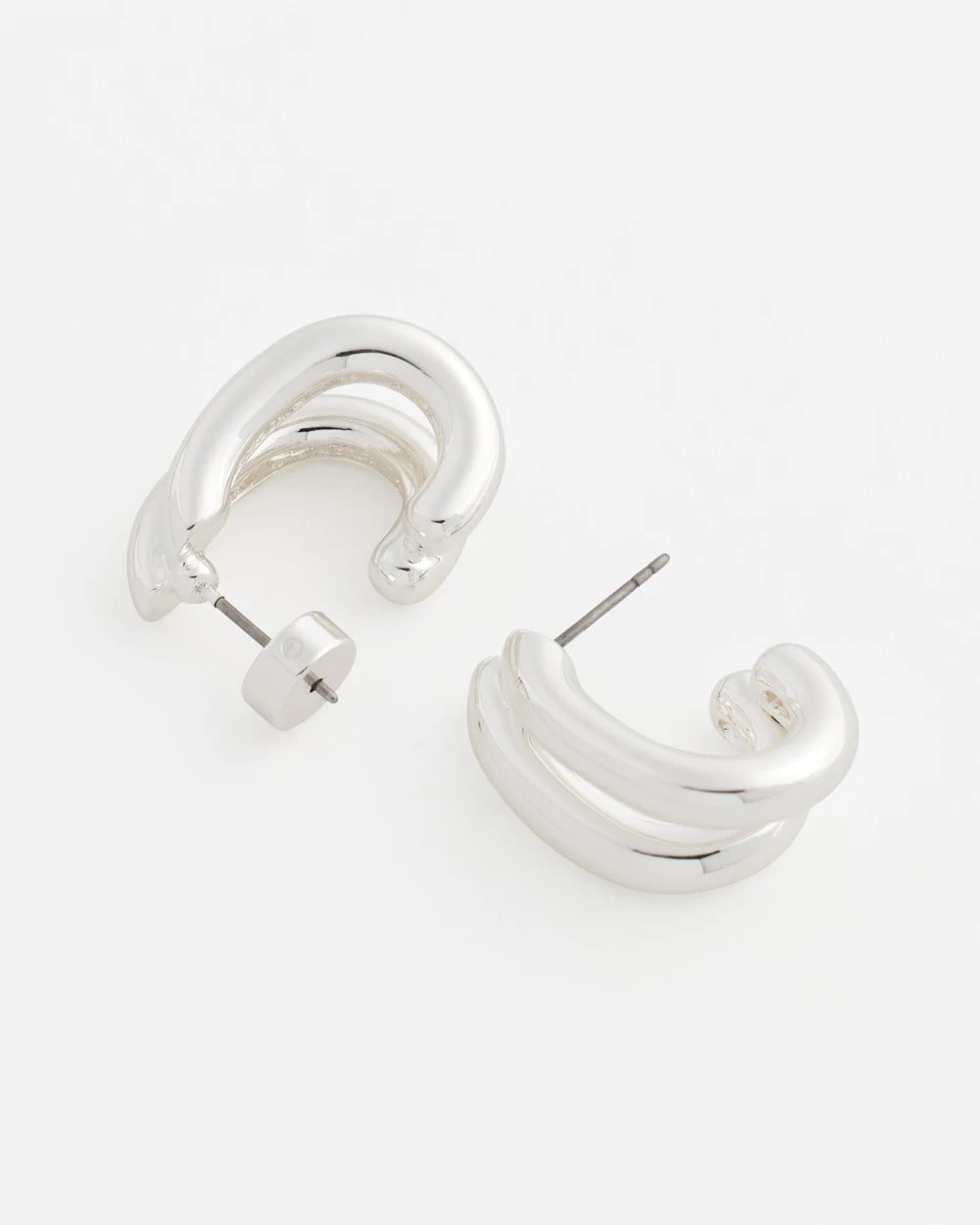 Chico's Exclusive - Silver Double Mini Hoop Earrings Silver