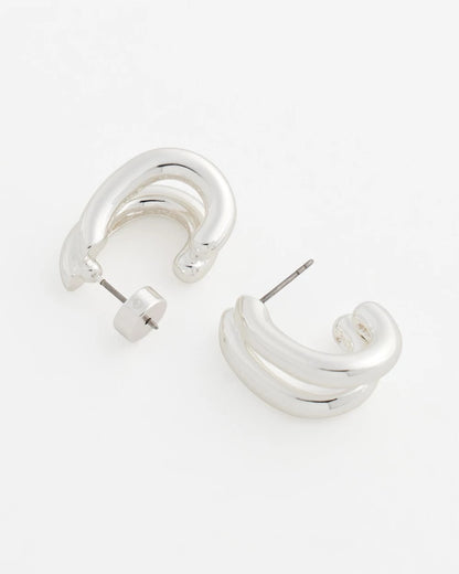 Chico's Exclusive - Silver Double Mini Hoop Earrings Silver