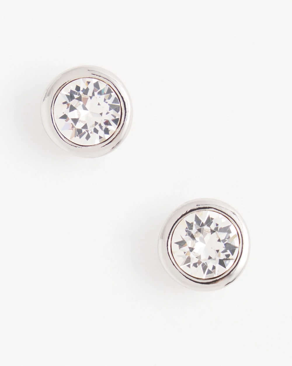 Chico's Top Pick - Silver Tone Crystal Stud Earrings Silver