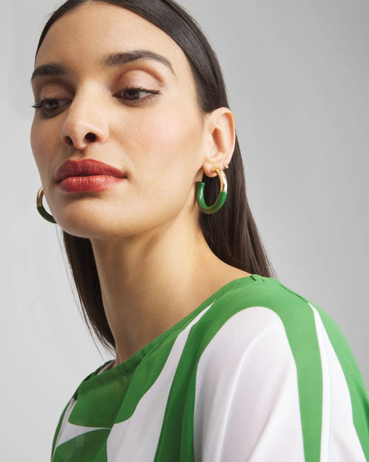 Chico's Great Value - No Droop™ Green Dipped Hoops Verdant Green
