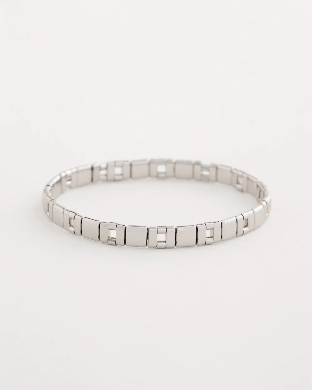 Chico's Quality - Glam Silvertone Slice Stretch Bracelet Silver