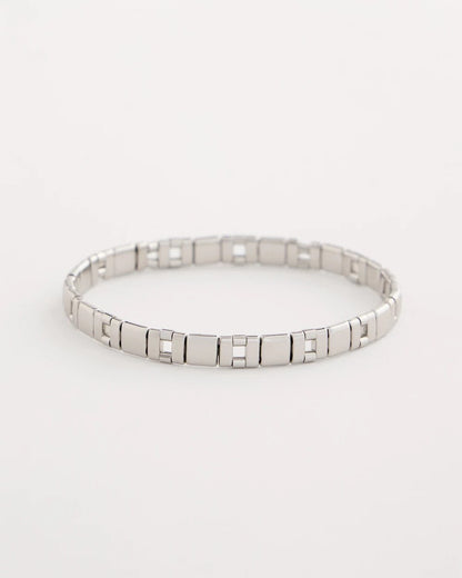 Chico's Quality - Glam Silvertone Slice Stretch Bracelet Silver