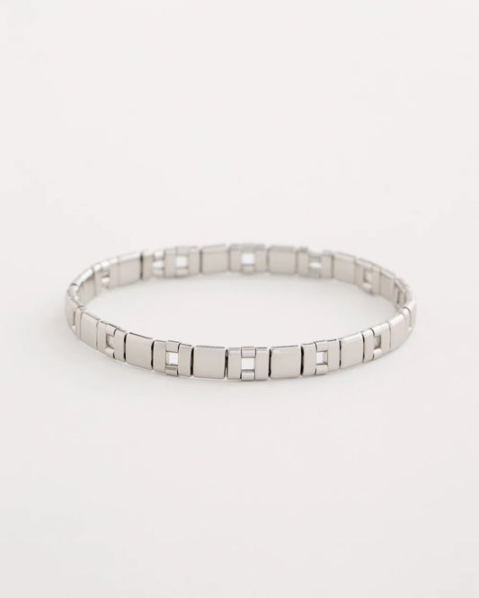 Chico's Quality - Glam Silvertone Slice Stretch Bracelet Silver