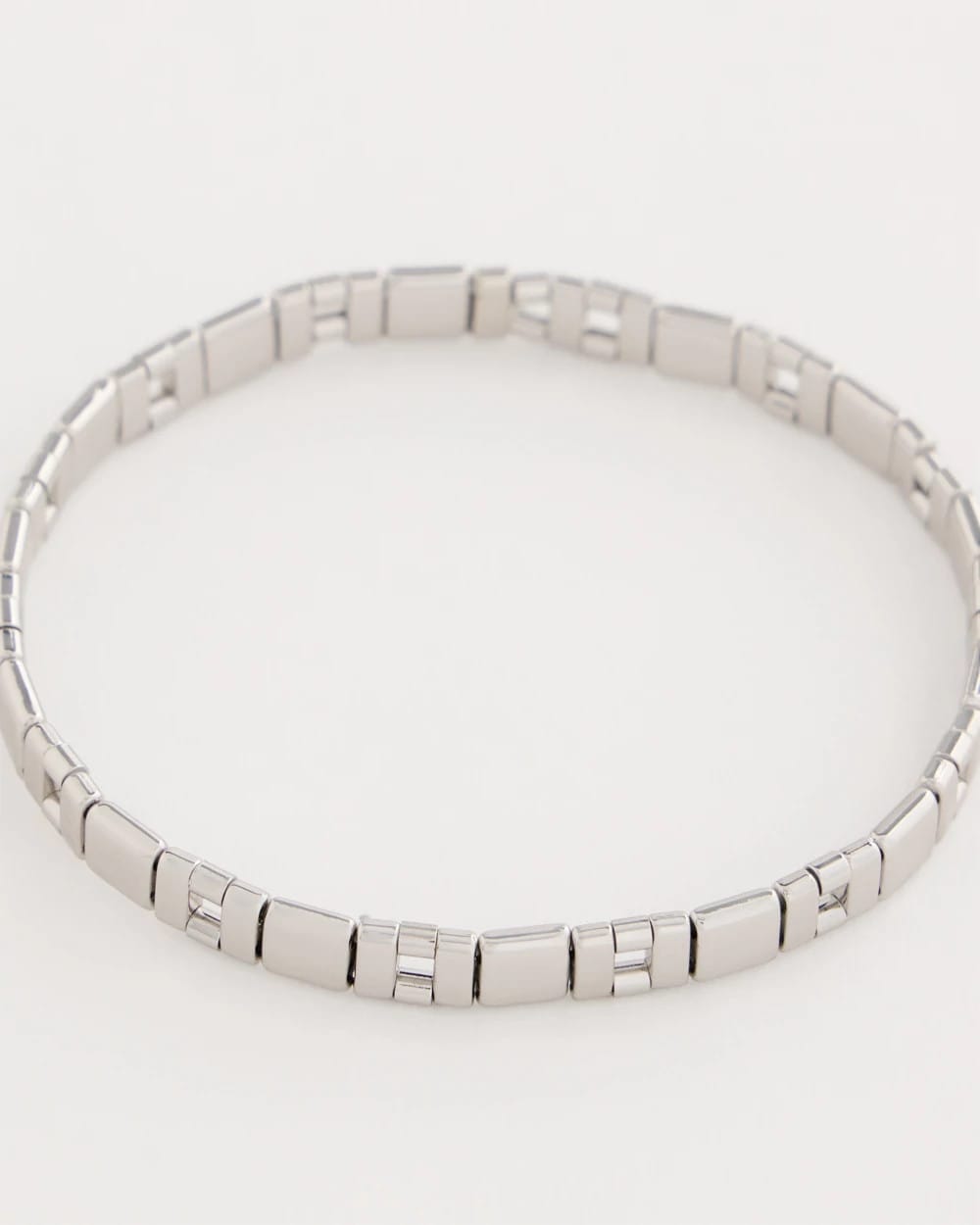 Chico's Quality - Glam Silvertone Slice Stretch Bracelet Silver