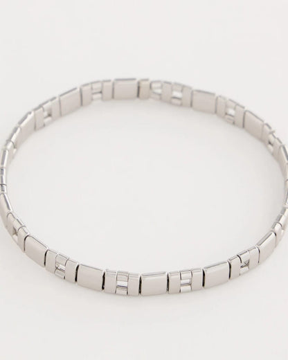 Chico's Quality - Glam Silvertone Slice Stretch Bracelet Silver