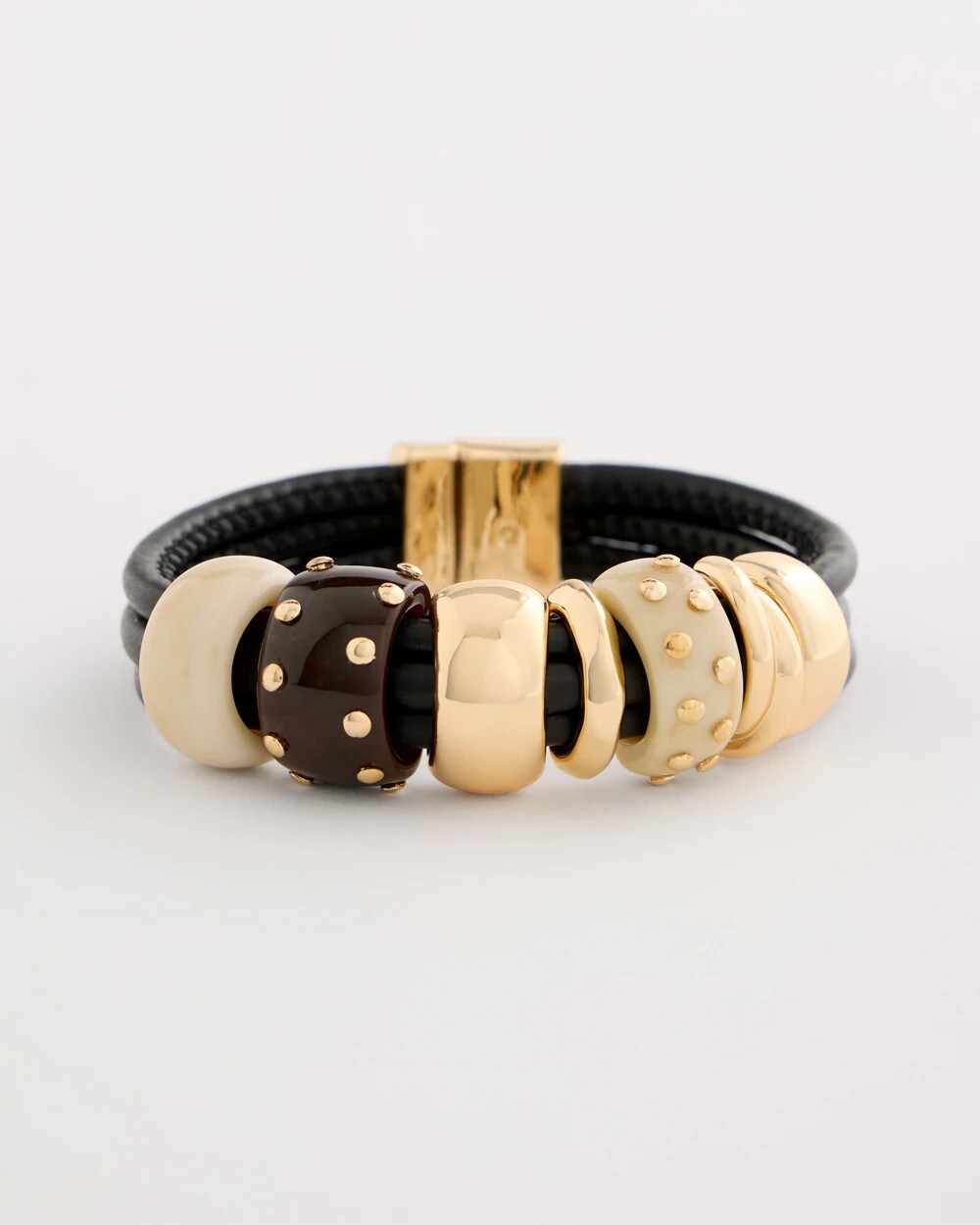 Chico's Everyday - Embellished Rings Corded Bracelet Neutral
