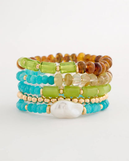 Chico's Best Seller - Multi-Colored Stretch Set of Five Beaded Bracelets Multi