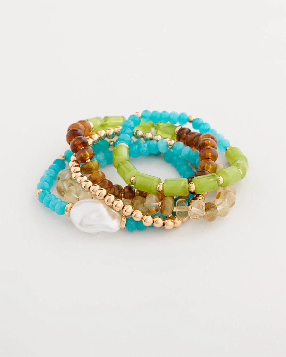 Chico's Best Seller - Multi-Colored Stretch Set of Five Beaded Bracelets Multi