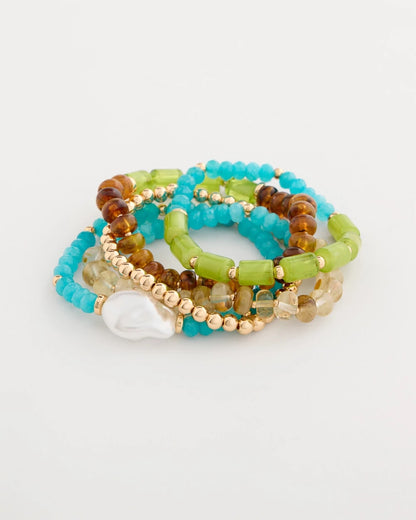 Chico's Best Seller - Multi-Colored Stretch Set of Five Beaded Bracelets Multi
