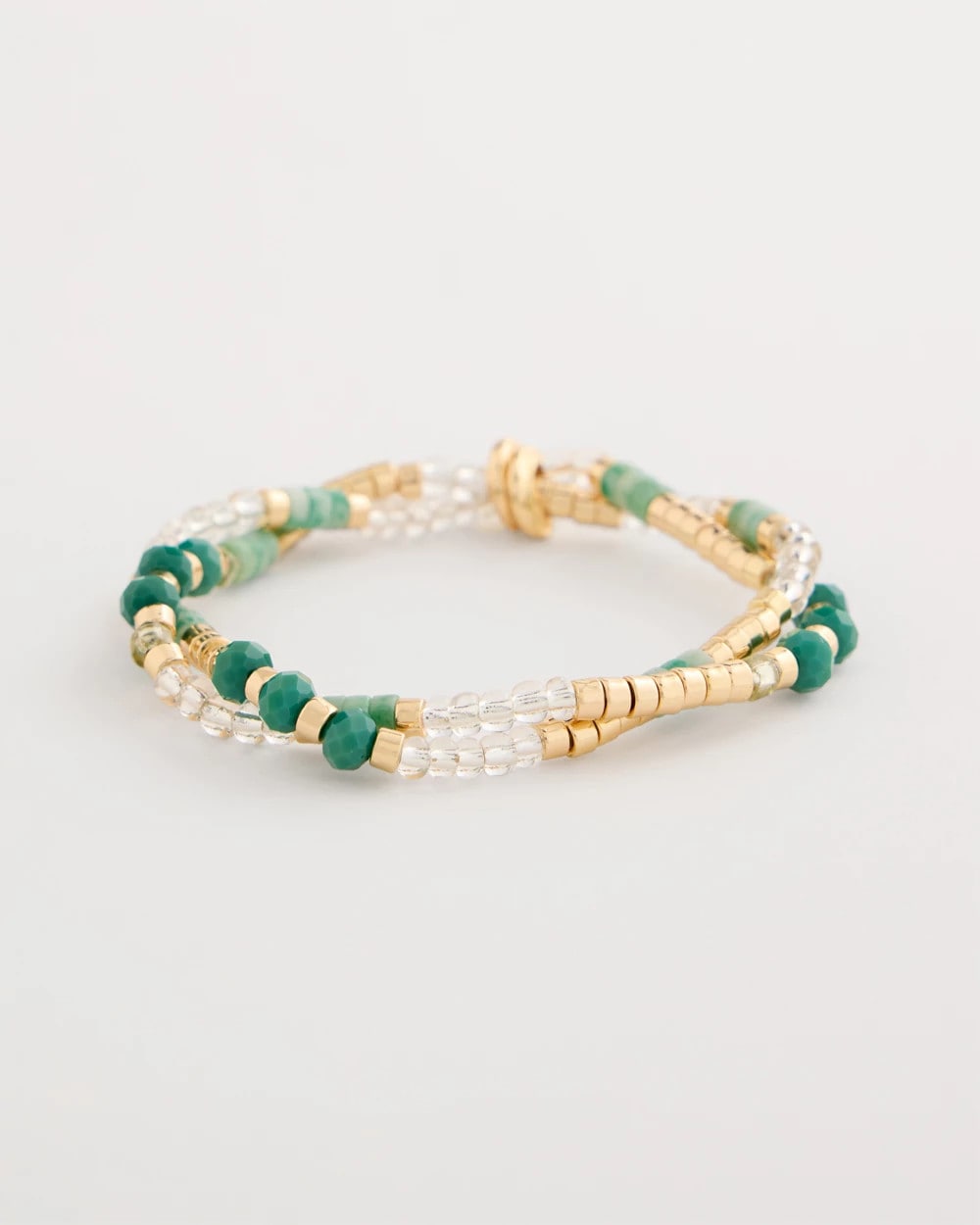 Chico's Popular - Genuine Howlite Beaded Stretch Bracelet Green
