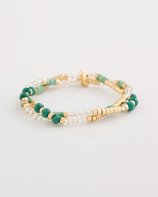 Chico's Popular - Genuine Howlite Beaded Stretch Bracelet Green