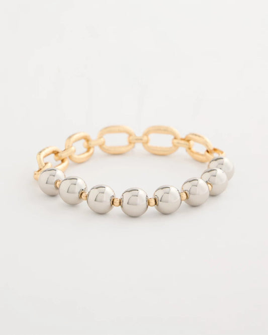 Chico's Featured - Mixed Metal Chain Bead Stretch Bracelet Mixed Metals