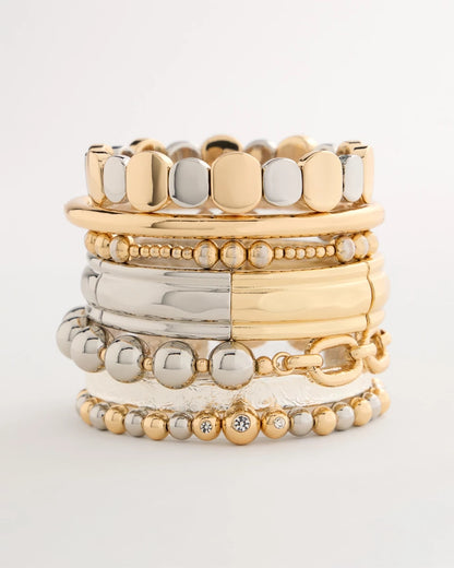 Chico's Smart Buy - Mixed Metals Glam Stretch Bracelet Mixed Metals