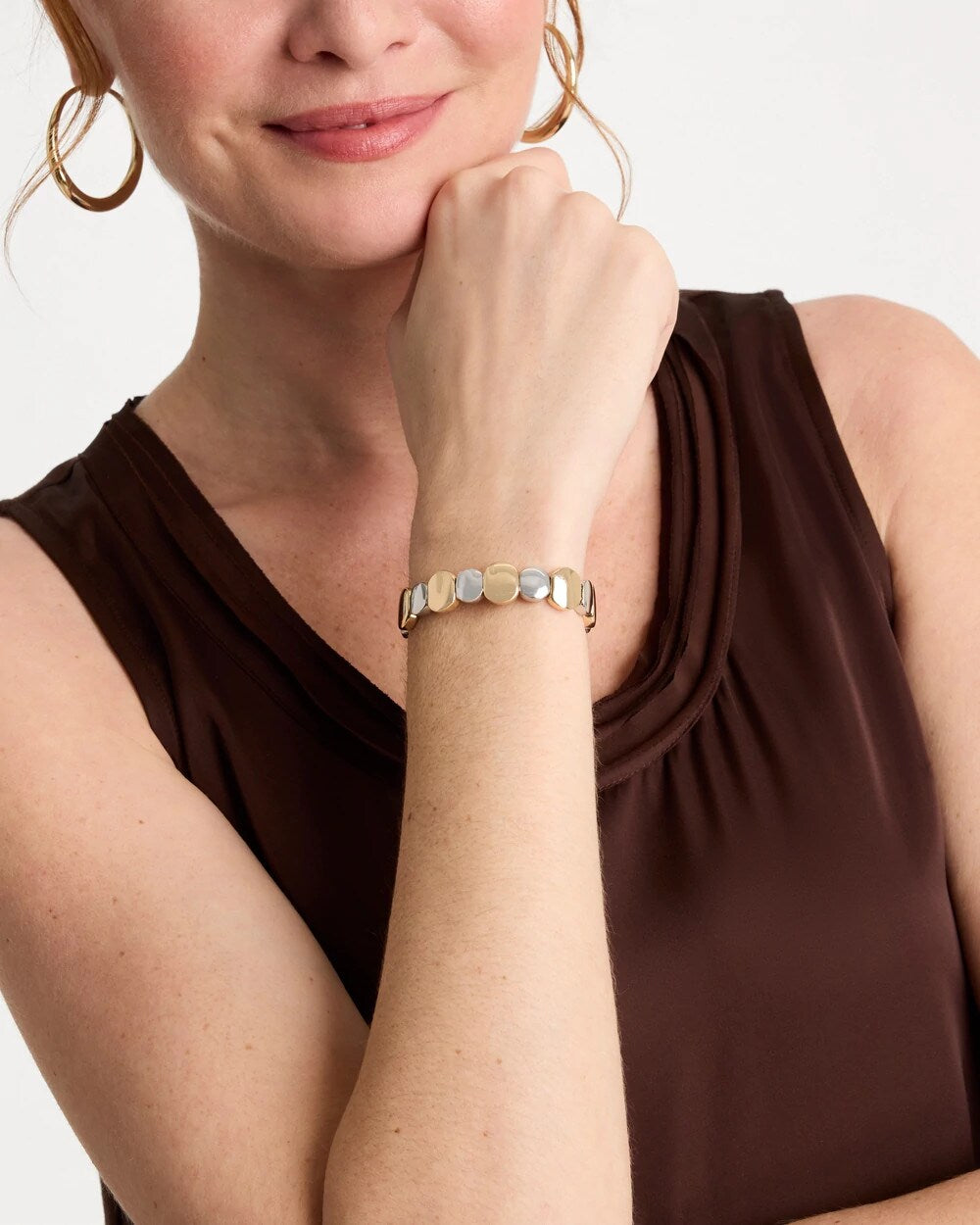 Chico's Smart Buy - Mixed Metals Glam Stretch Bracelet Mixed Metals