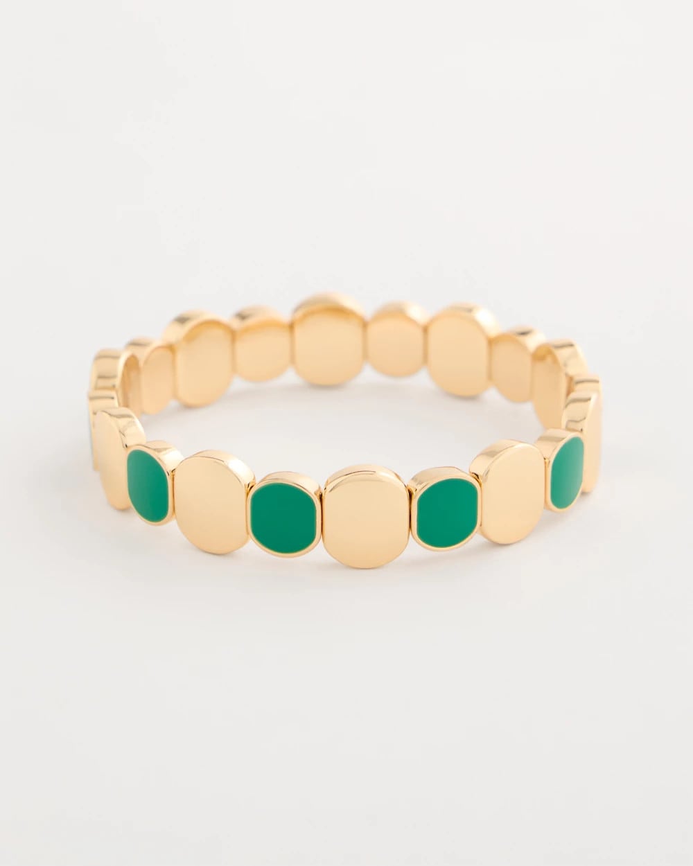 Chico's Top Pick - Green Goldtone Glam Stretch Bracelet Green