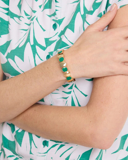 Chico's Top Pick - Green Goldtone Glam Stretch Bracelet Green