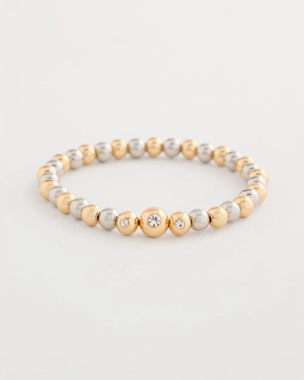 Chico's Signature - Mixed Metal Beaded Stretch Bracelet Mixed Metals