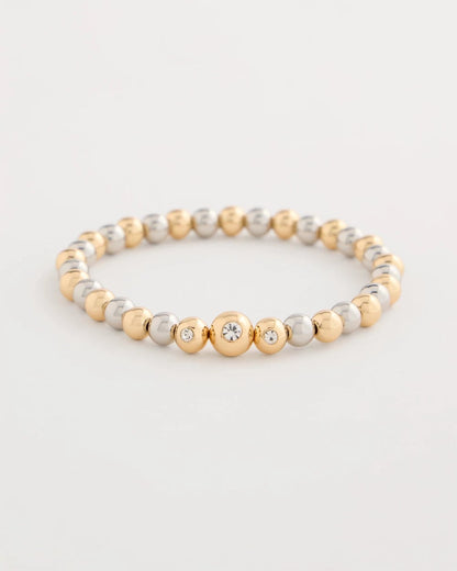 Chico's Signature - Mixed Metal Beaded Stretch Bracelet Mixed Metals