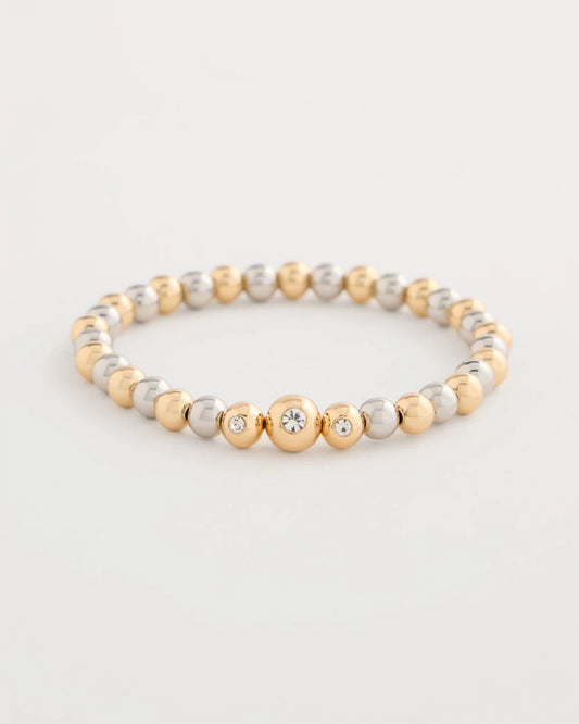 Chico's Signature - Mixed Metal Beaded Stretch Bracelet Mixed Metals