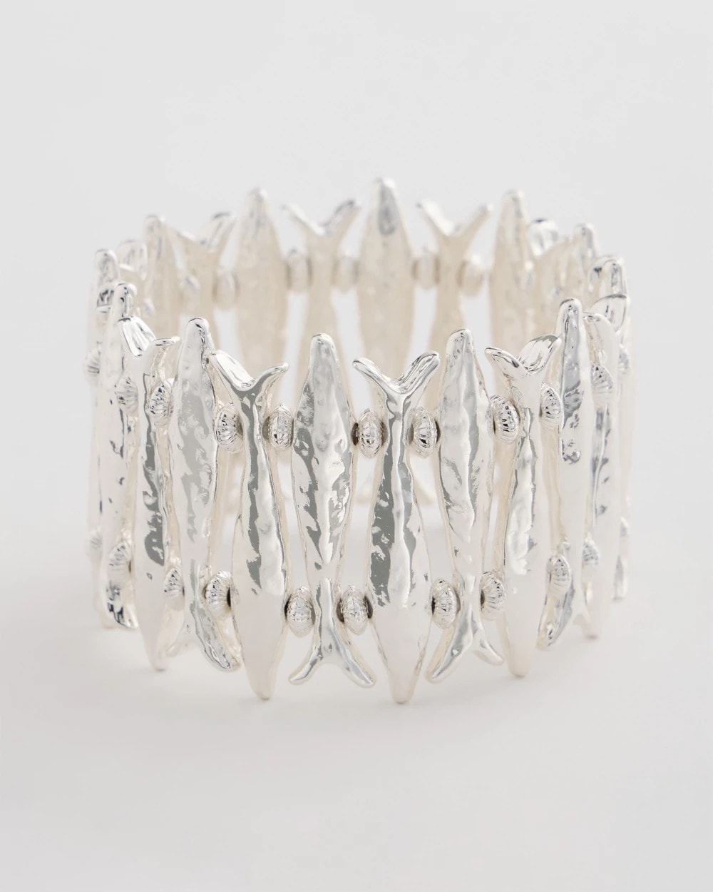 Chico's New - Silvertone Fish Stretch Bracelet Silver
