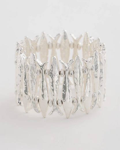 Chico's New - Silvertone Fish Stretch Bracelet Silver