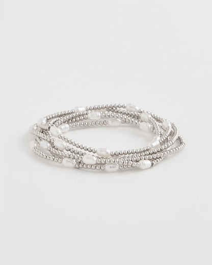 Chico's Value - Pearlescent Bead Ball Bracelet Silver