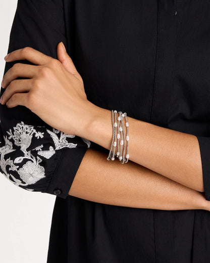 Chico's Value - Pearlescent Bead Ball Bracelet Silver