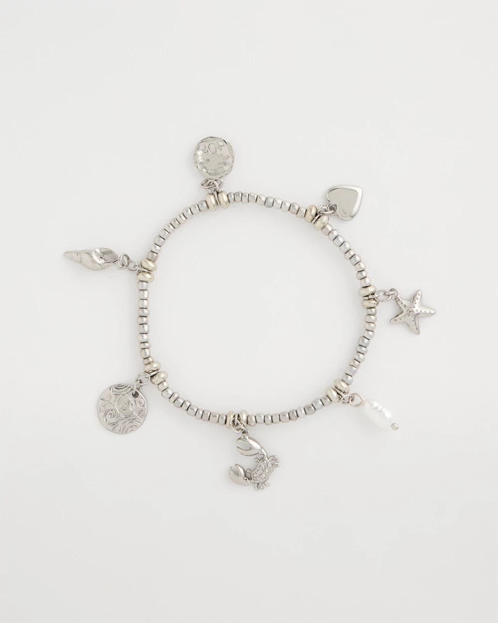 Chico's Smart Buy - Beachy Silvertone Stretch Charm Bracelet Silver