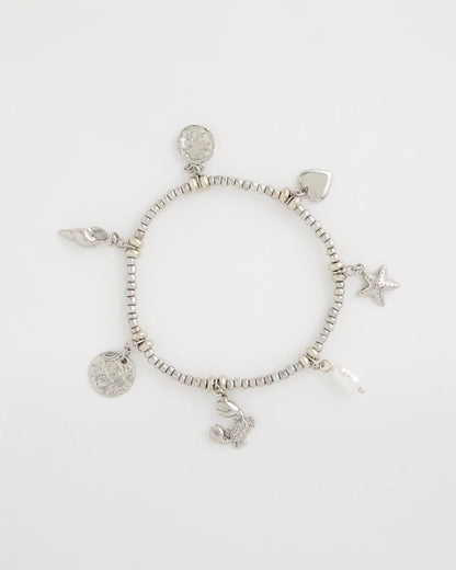 Chico's Smart Buy - Beachy Silvertone Stretch Charm Bracelet Silver