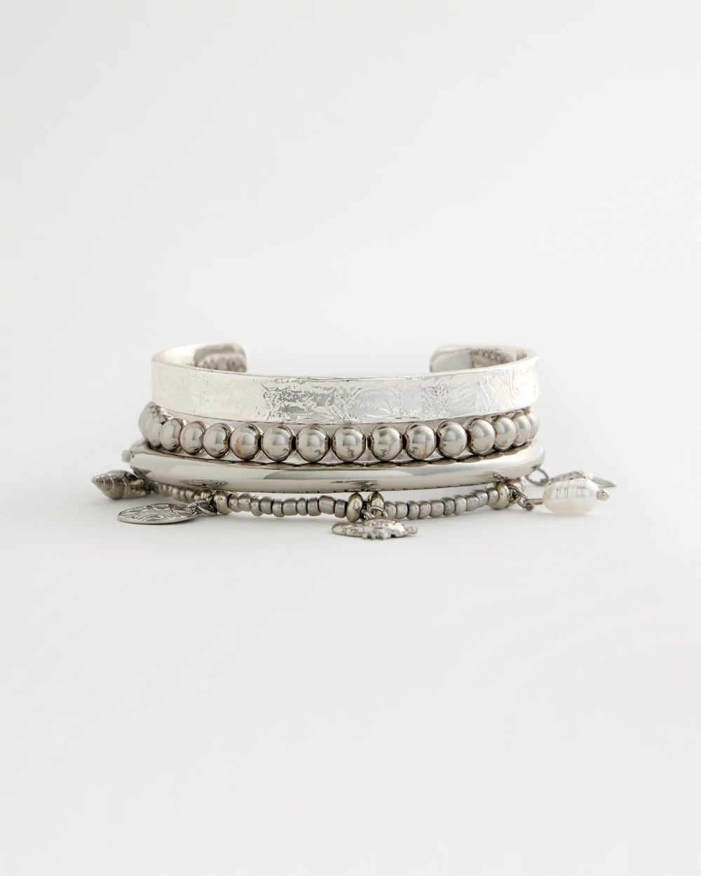 Chico's Smart Buy - Beachy Silvertone Stretch Charm Bracelet Silver