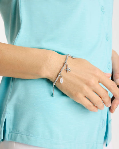 Chico's Smart Buy - Beachy Silvertone Stretch Charm Bracelet Silver