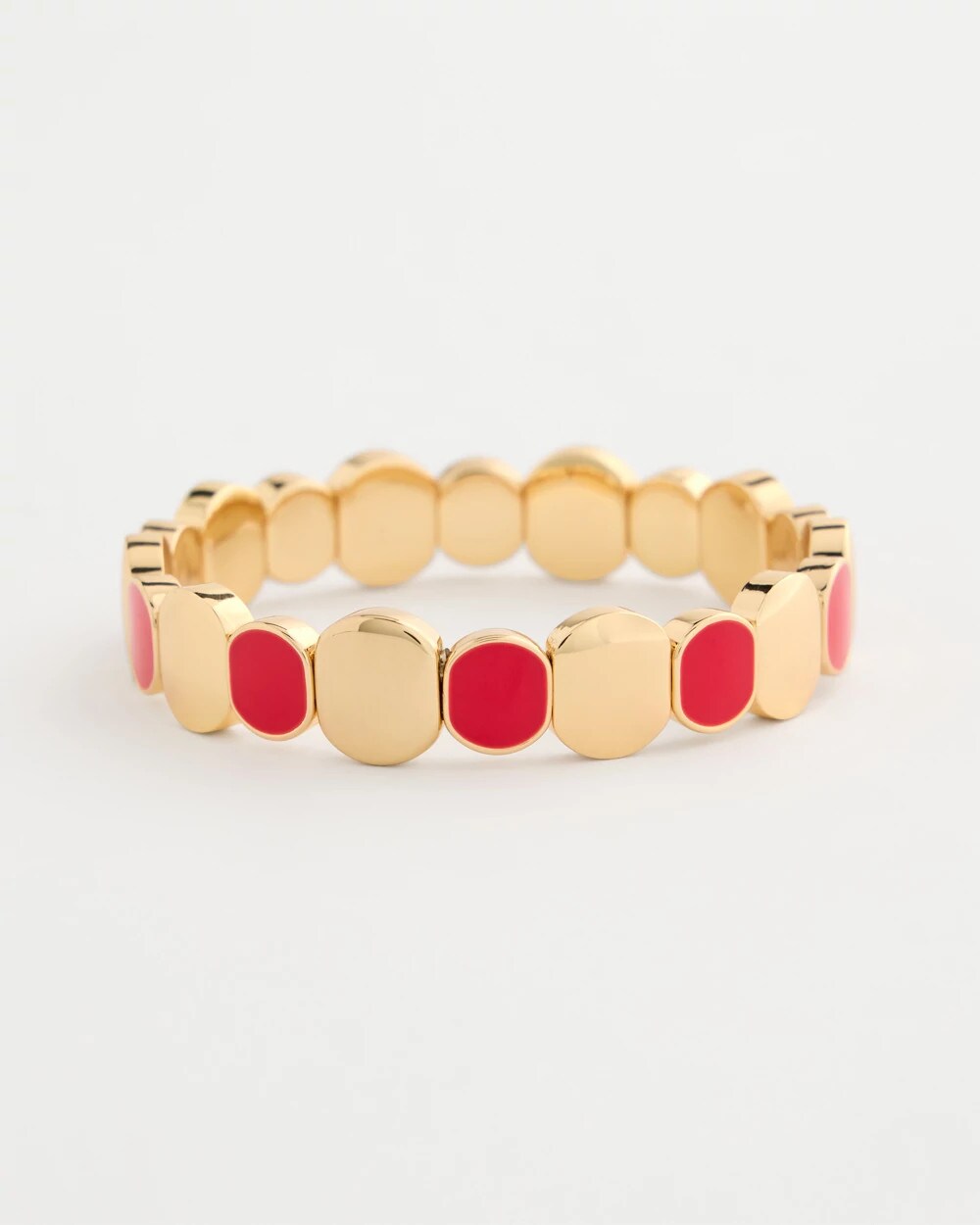 Chico's Recommended - Red Goldtone Glam Stretch Bracelet Red