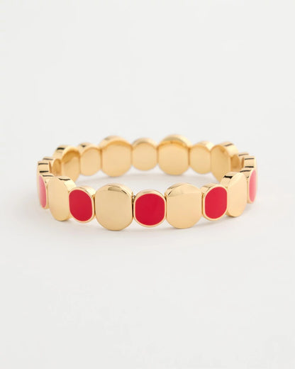Chico's Recommended - Red Goldtone Glam Stretch Bracelet Red