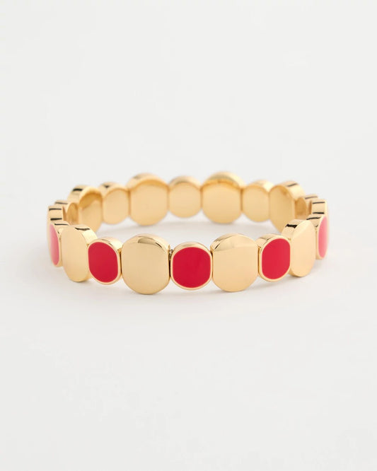 Chico's Recommended - Red Goldtone Glam Stretch Bracelet Red