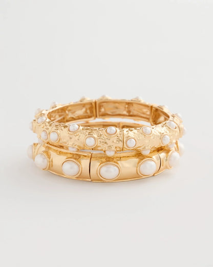Chico's Smart Buy - Stretch Cuff Bracelet Set of Two Gold