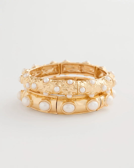 Chico's Smart Buy - Stretch Cuff Bracelet Set of Two Gold