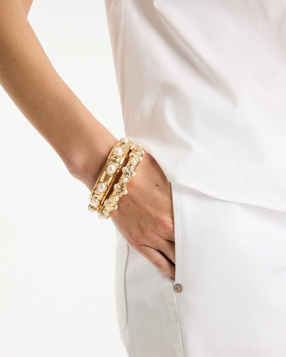 Chico's Smart Buy - Stretch Cuff Bracelet Set of Two Gold