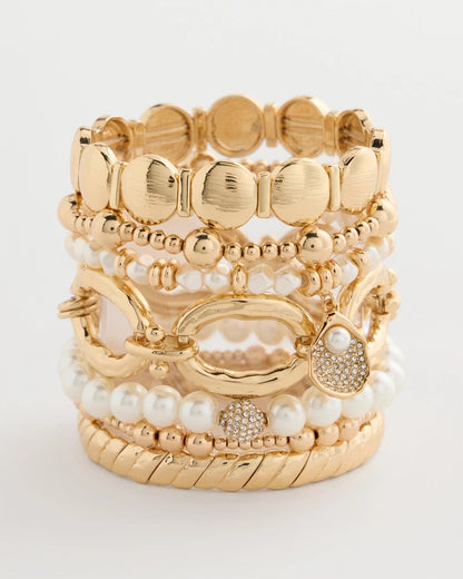 Chico's Essential - Pearlescent Stretch Charm Bracelet Pearl