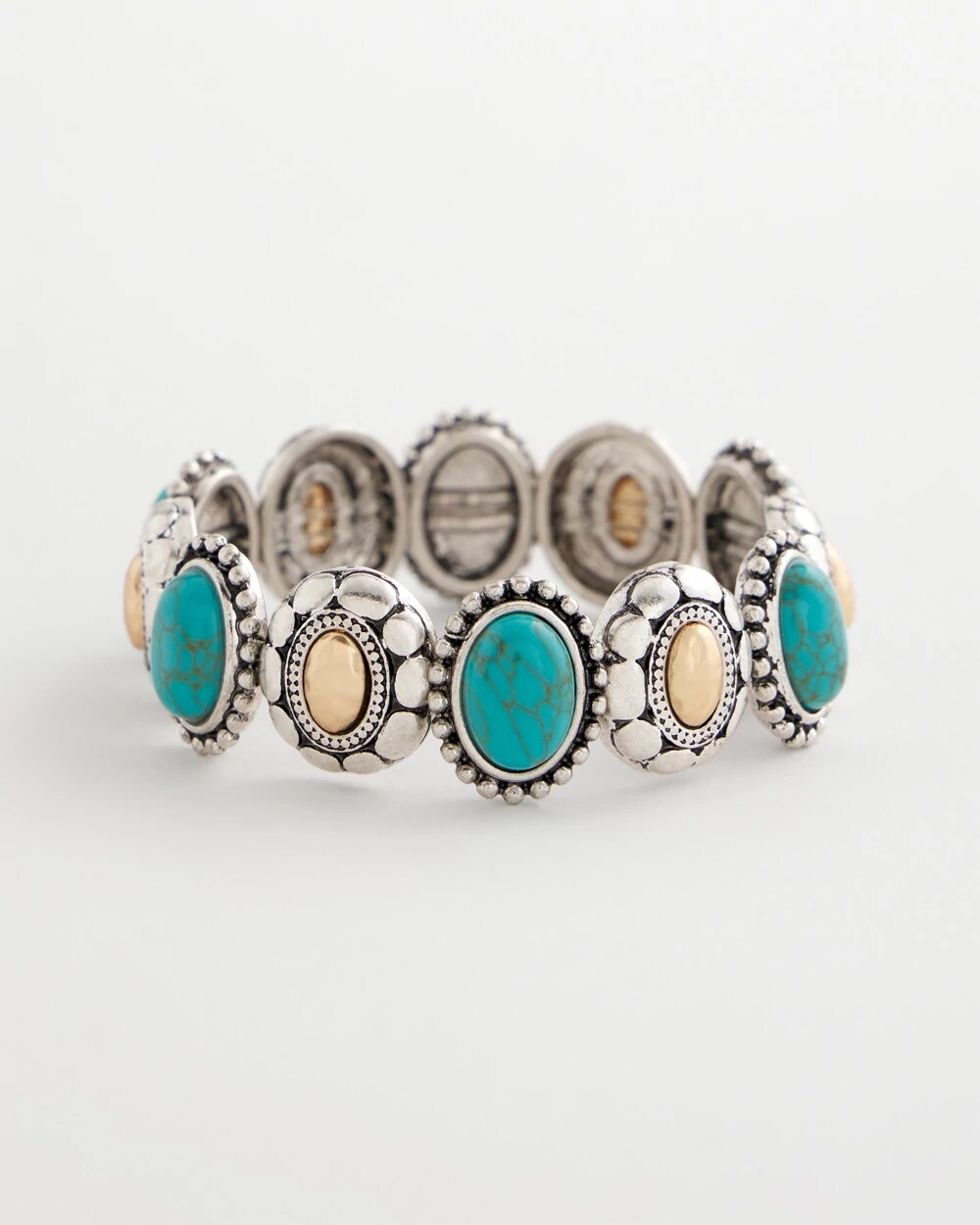 Chico's Top Pick - Turquoise Mixed Metal Stretch Bracelet Turquoise