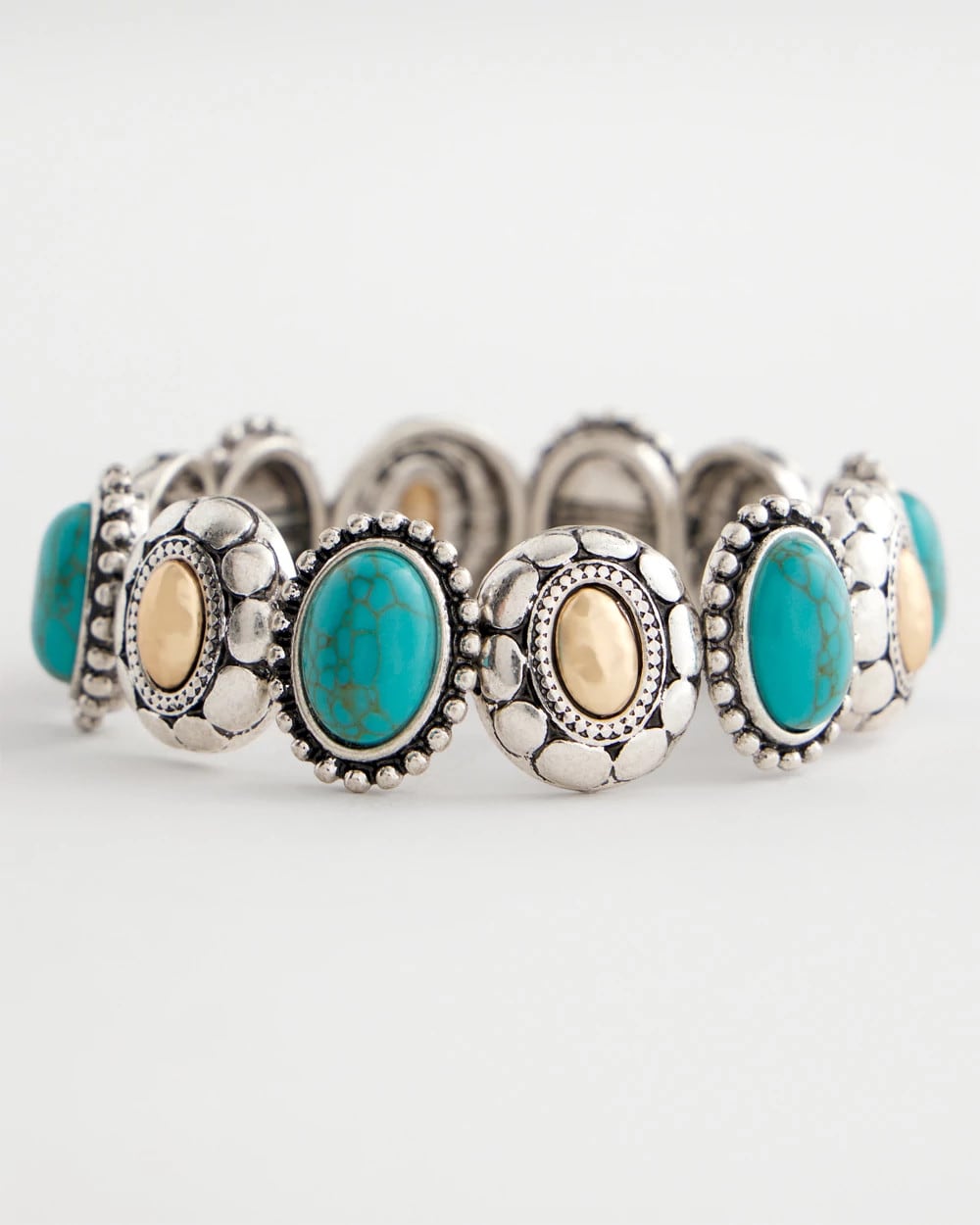 Chico's Top Pick - Turquoise Mixed Metal Stretch Bracelet Turquoise
