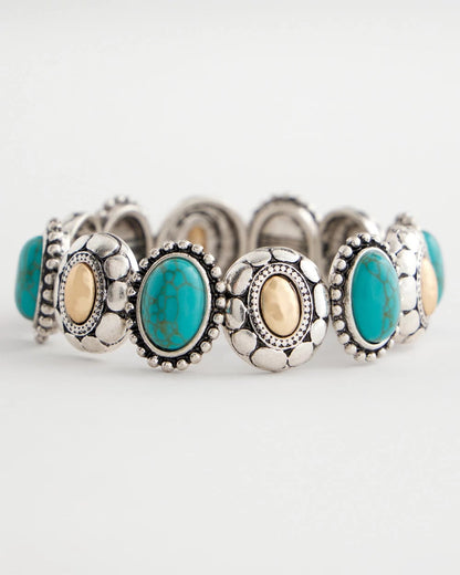 Chico's Top Pick - Turquoise Mixed Metal Stretch Bracelet Turquoise