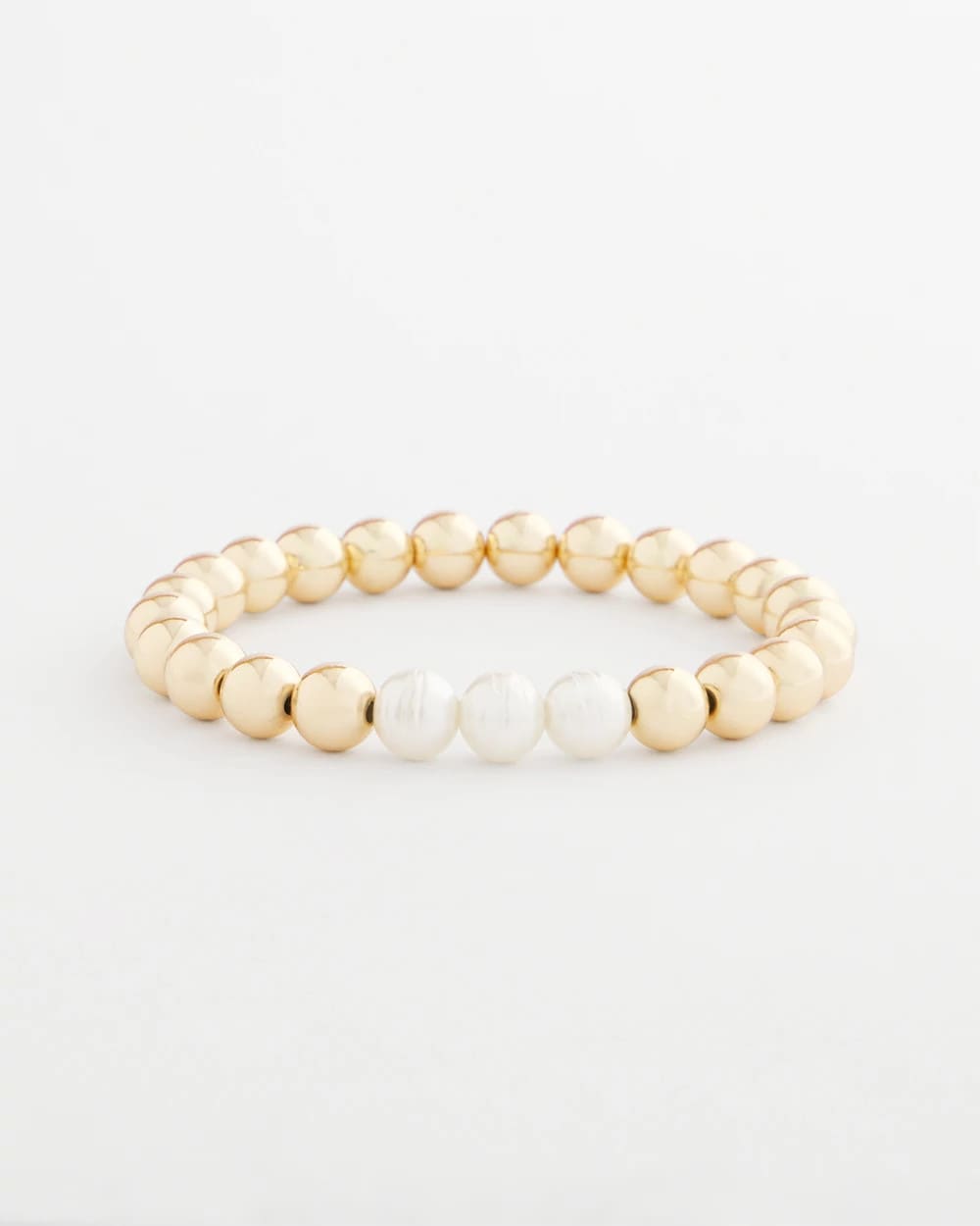 Chico's Latest - Goldtone Bead Stretch Bracelet Pearl