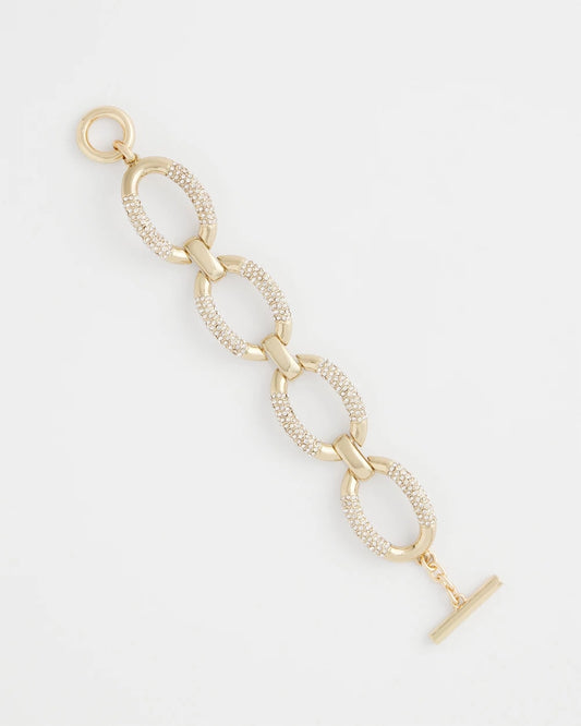 Chico's Special Offer - Large Pave Link Toggle Bracelet Gold