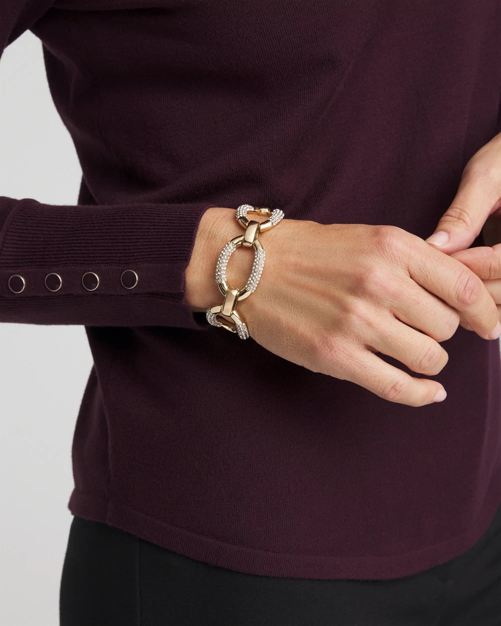 Chico's Special Offer - Large Pave Link Toggle Bracelet Gold