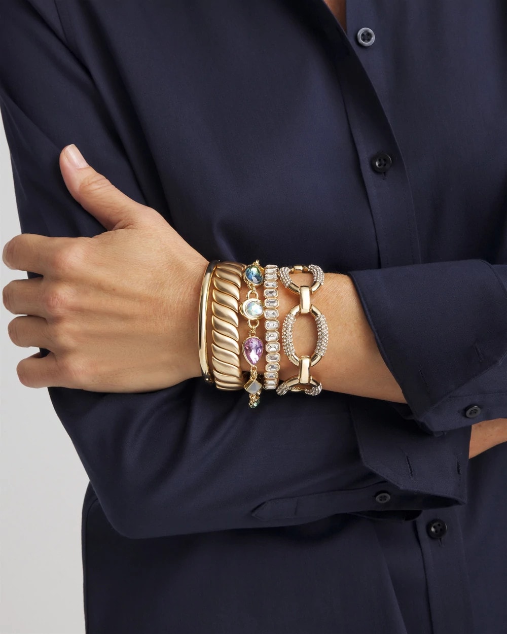 Chico's Special Offer - Large Pave Link Toggle Bracelet Gold